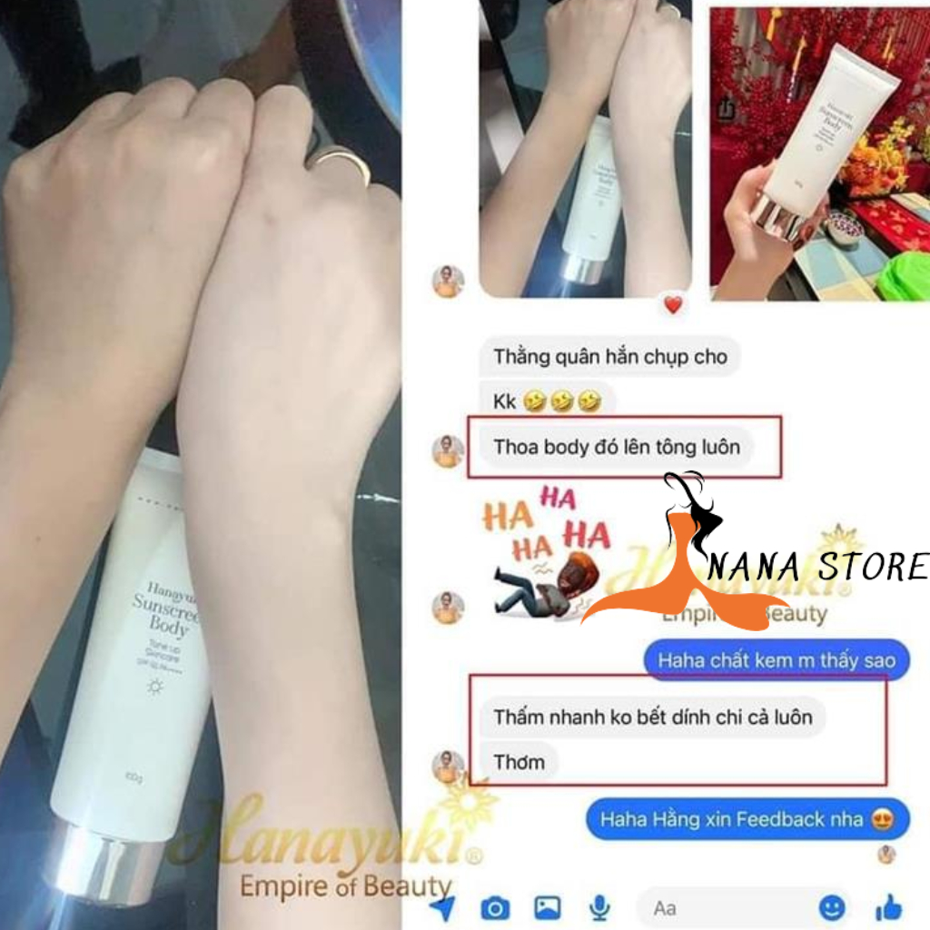 Kem Chống Nắng Nâng Tone Da Mặt, Body Hanayuki