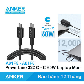 Dây sạc dù anker 322 type c to c 60w sạc nhanh pd laptop mac samsung - a81f5 a81f6 dài 0.9/1.8 mét hd store