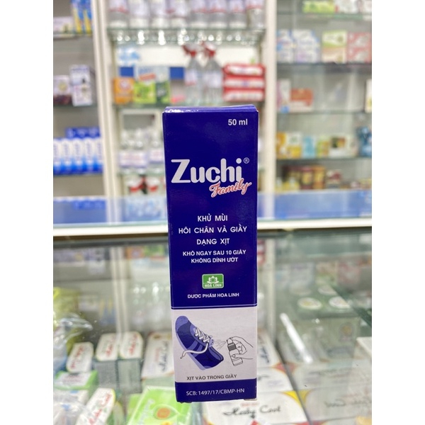 Xịt khử mùi Zuchi Family, xịt thơm giày dép, khử mùi hôi chân, hôi nách (xanh, tím) 50ml - Phương Linh Pharmacy