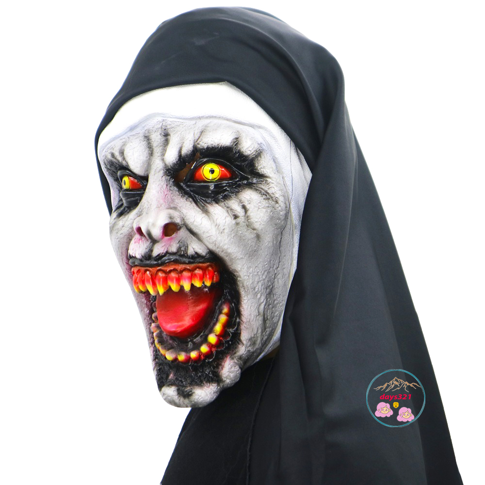 Mặt nạ hóa trang Valak kinh dị đáng sợ cho Halloween ma sơ Ấn độ có vải trùm đầu doạ ma