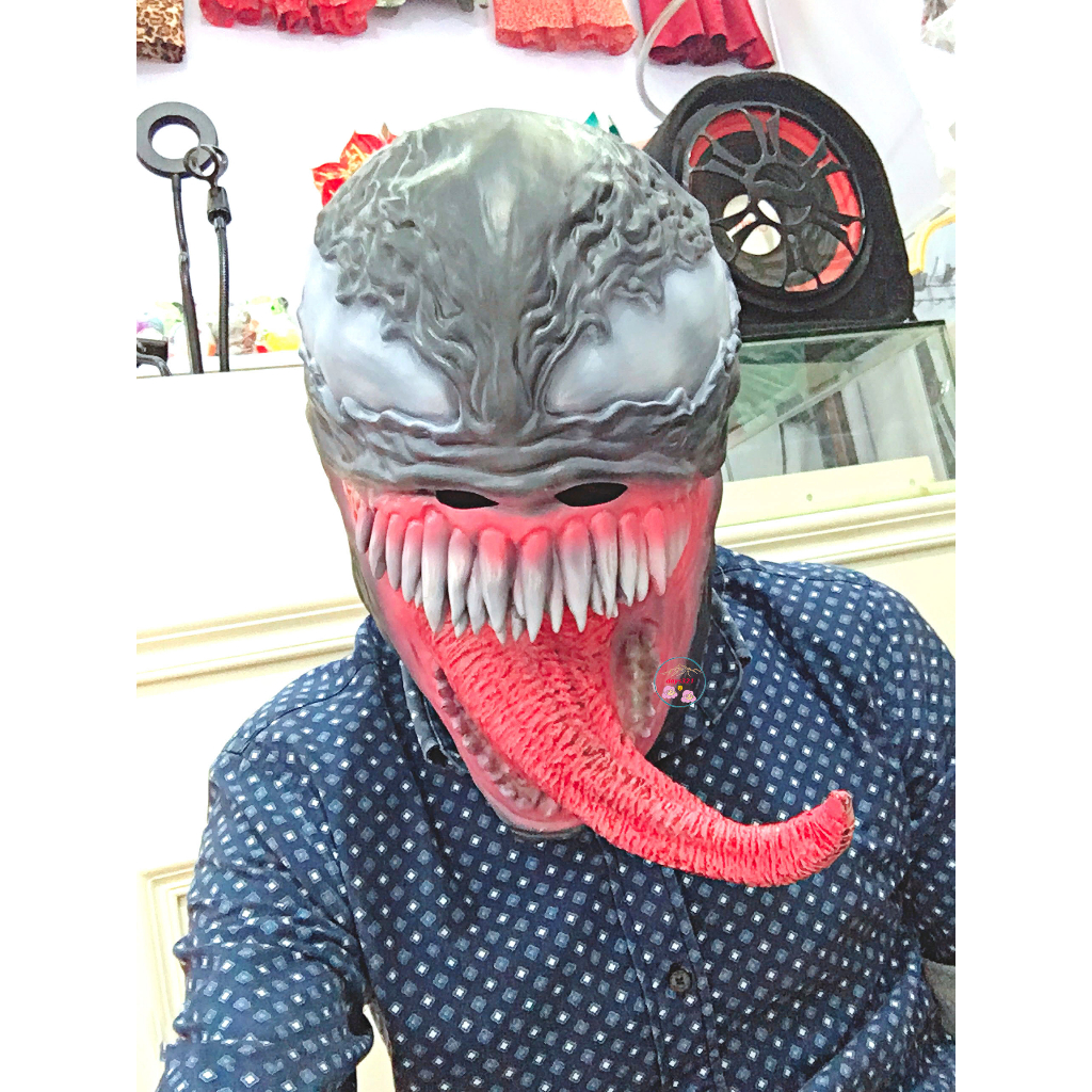 MẶT NẠ VENOM spiderman người nhện trùm đầu hóa trang lè lưỡi kjnh dị Marvel phù hợp cho Halloween hacker