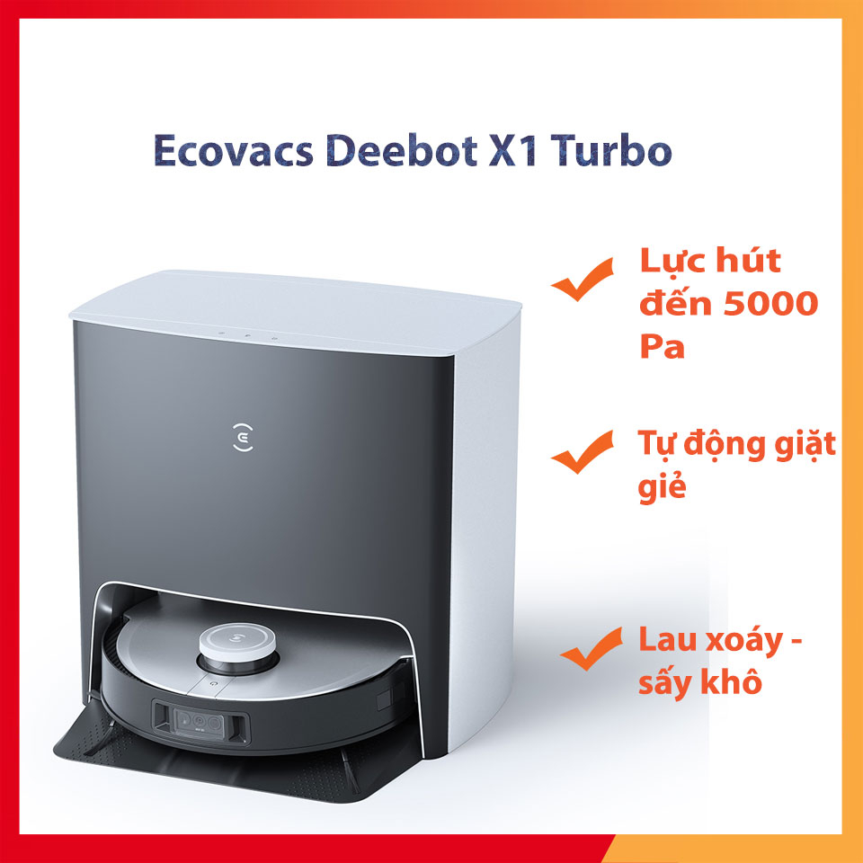 Robot hút bụi lau sàn Ecovacs Deebot X1 Turbo - Robot tự giặt khăn - lực hút 5000PA