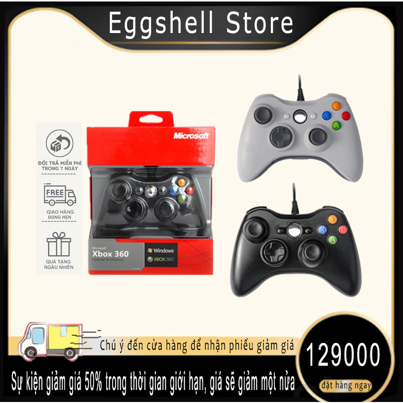 Tay Cầm Chơi Game PC Microsoft XBOX 360 Full Box Có Rung, Tay Cầm Chơi Game Fo4 Có Dây Dành PC, Laptop Full Skill