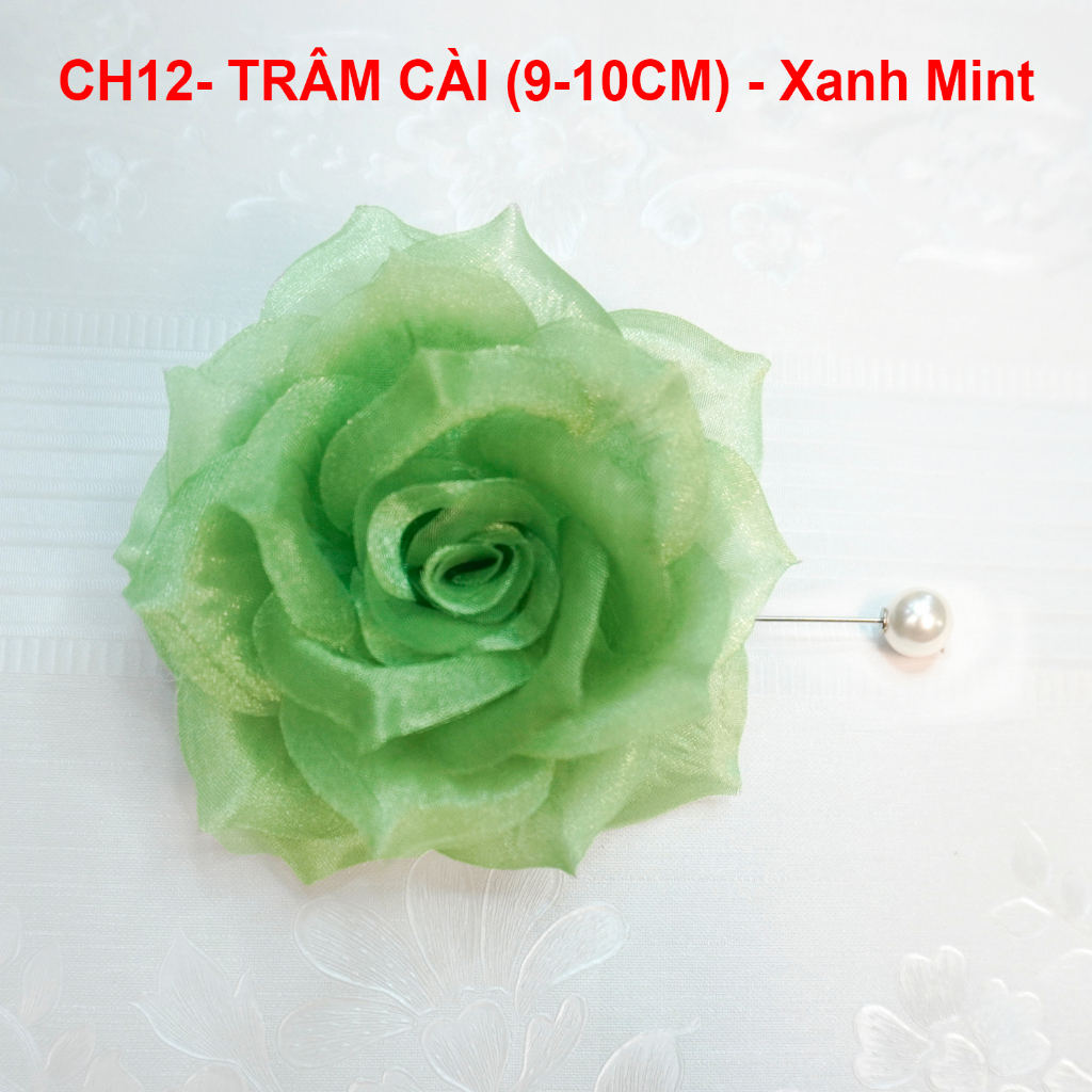 GOTI - Tag Hoa Voan Cài Áo, Kiểu Cài Áo Hoa Có Ghim, Trâm Cài, Hoa Cài Áo Váy Handmade, Cài Áo Hoa Voan Màu Pastel CH12