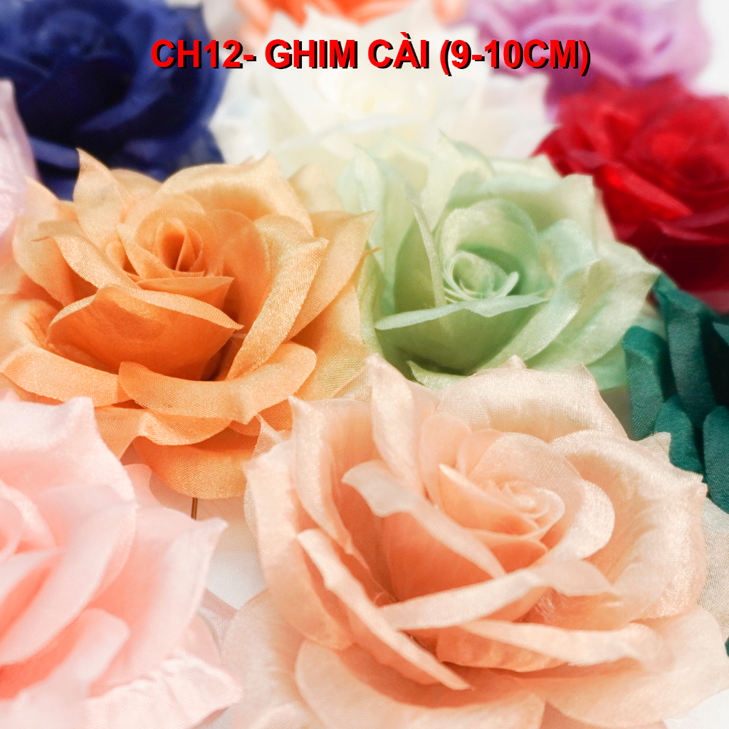 GOTI - Tag Hoa Voan Cài Áo, Kiểu Cài Áo Hoa Có Ghim, Trâm Cài, Hoa Cài Áo Váy Handmade, Cài Áo Hoa Voan Màu Pastel CH12