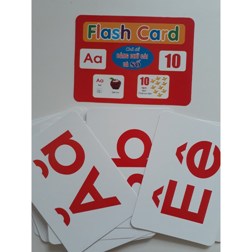 Thẻ học chủ đề chữ và số to rõ ràng cho bé
