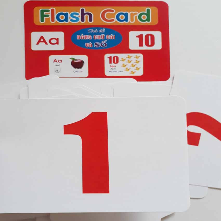 Thẻ học chủ đề chữ và số to rõ ràng cho bé