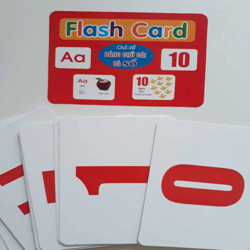 Thẻ học chủ đề chữ và số to rõ ràng cho bé