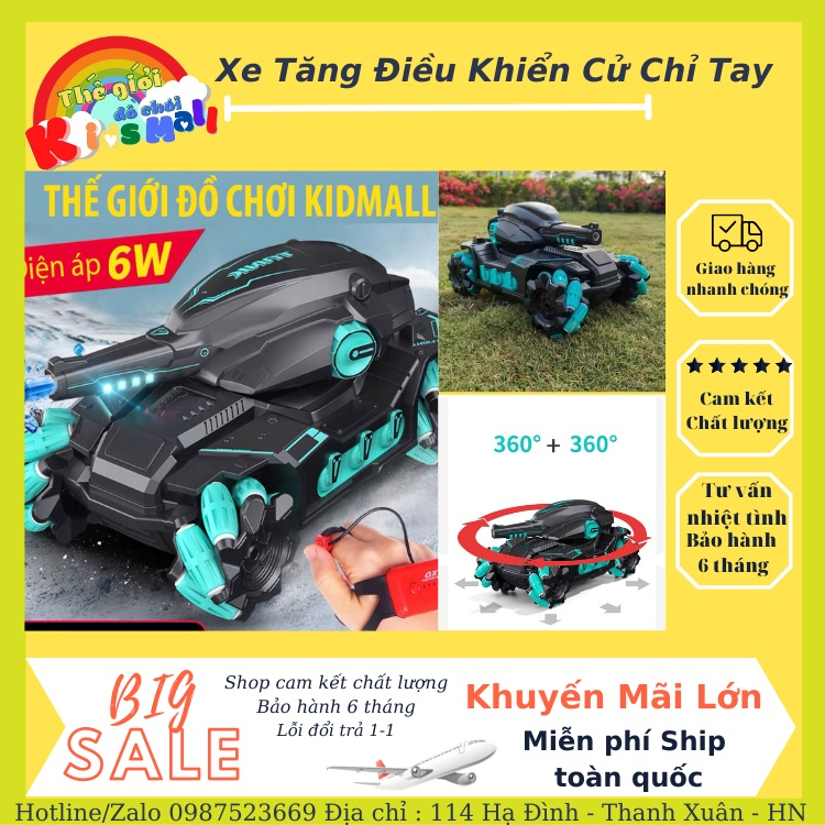 Xe Tăng Điều Khiển Từ Xa Bằng Cảm Biến Đeo Tay Và Remote 2.4Ghz Tank Fight, Xoay 360 Độ, Phóng Hạt Nước