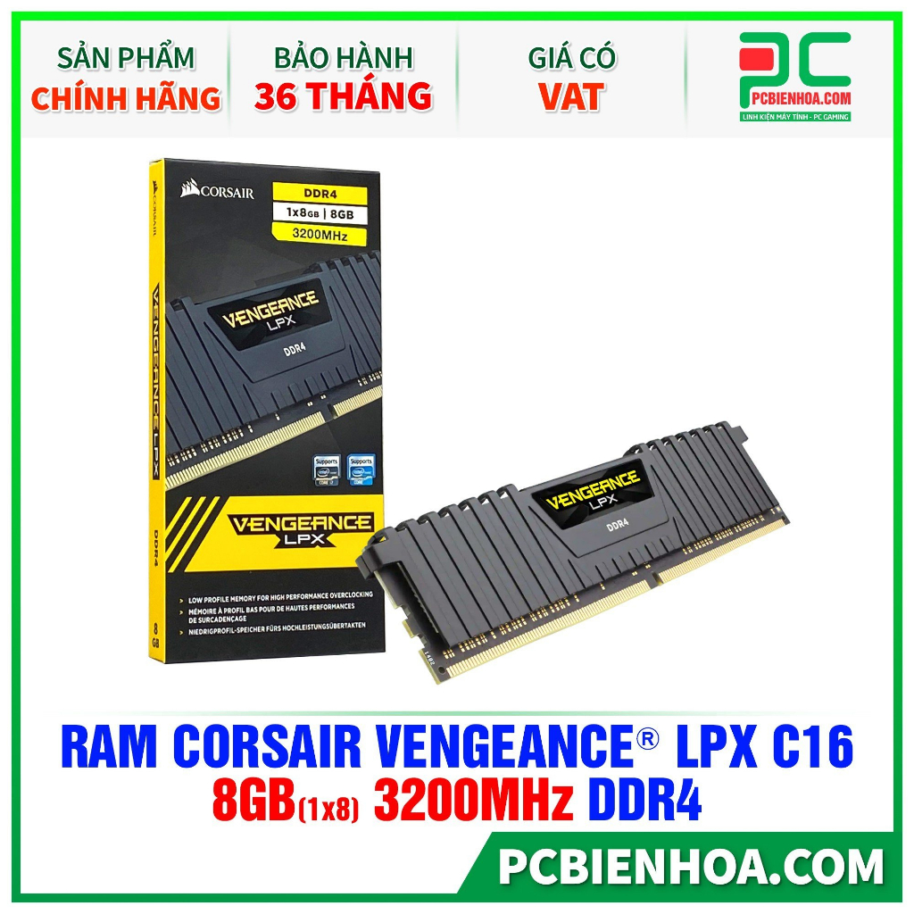 RAM CORSAIR VENGEANCE LPX C16 8GB ( 1X8GB ) 3200MHZ DDR4