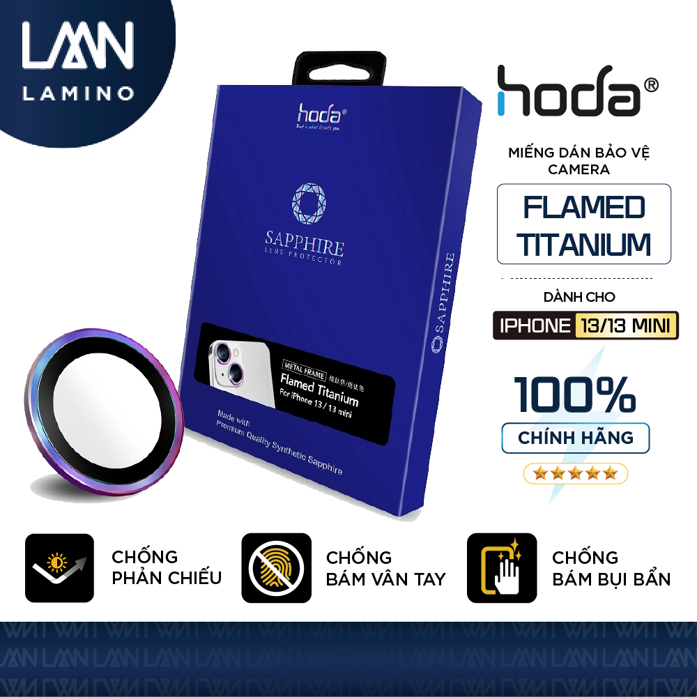 Cường lực bảo vệ lens camera HODA bằng Sapphire nguyên khối chống trầy xước có trợ khung dán cho iPhone 13/13 Mini