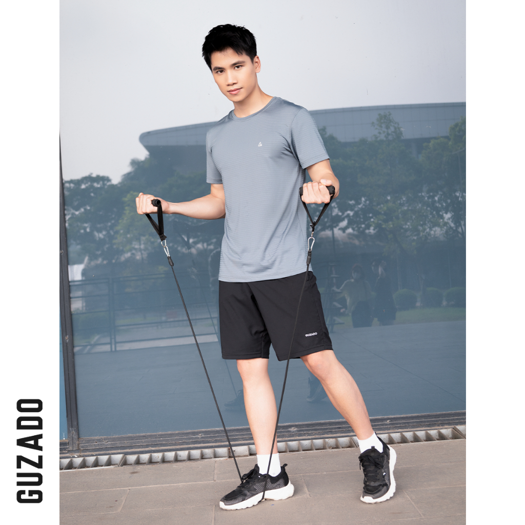 Áo thể thao nam cổ tròn ngắn tay Guzado Coolmax mát lạnh,thấm hút tốt GTS04
