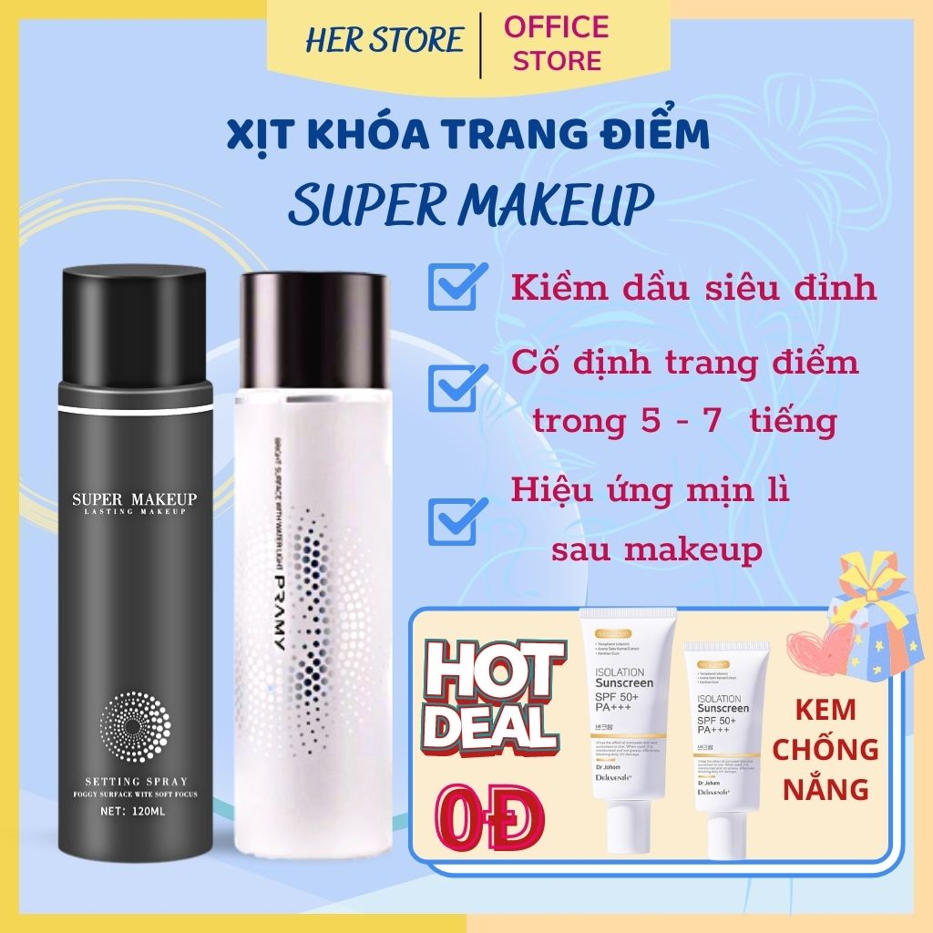 Xịt khoá makeup, Xịt khóa nền trang điểm SUPER MAKEUP lâu trôi và kiểm soát dầu trên da hiệu quả