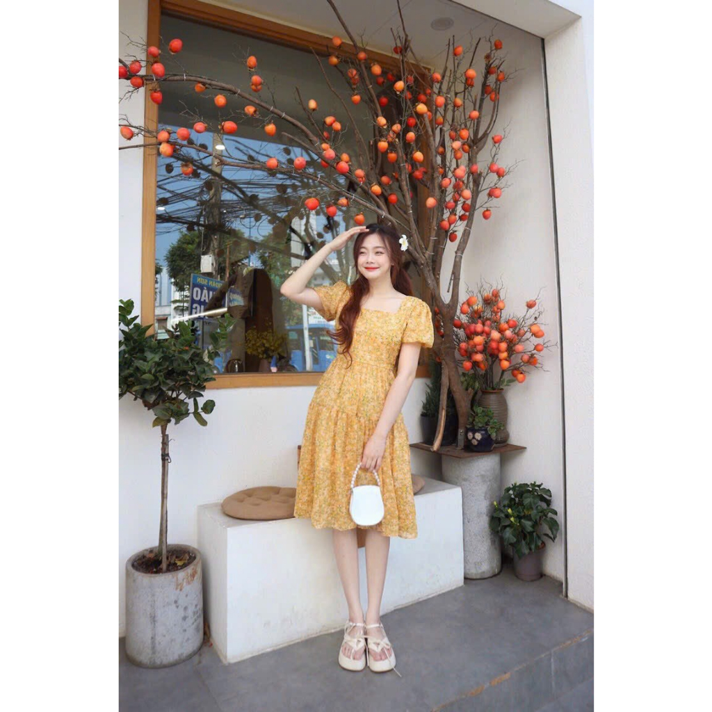 ĐẦM HOA NHÍ DÁNG SUÔNG BABYDOLL - Hình Shop Chụp Thật