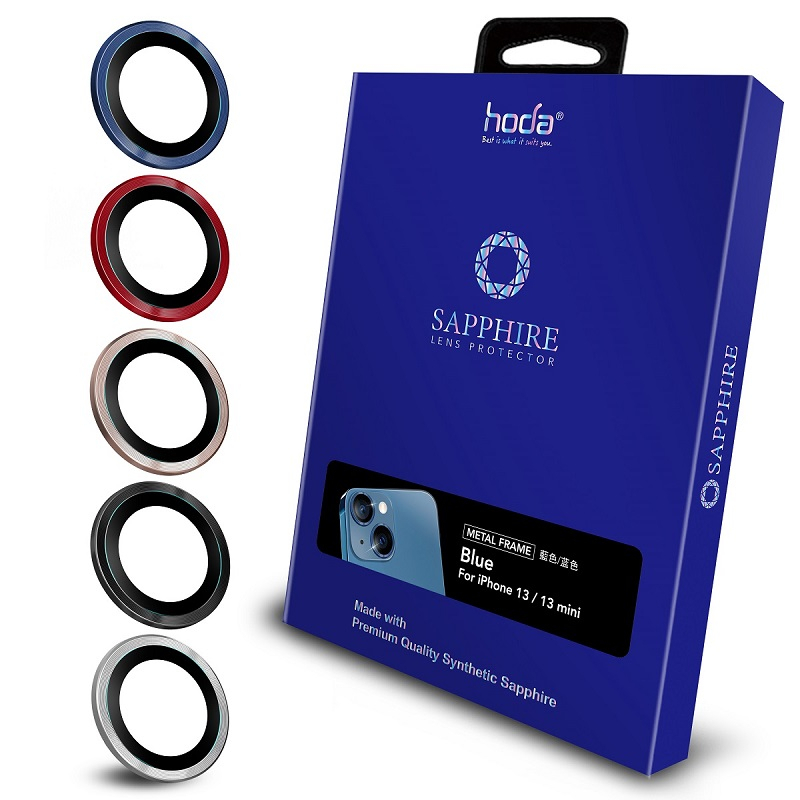 Cường lực bảo vệ lens camera HODA bằng Sapphire nguyên khối chống trầy xước có trợ khung dán cho iPhone 13/13 Mini