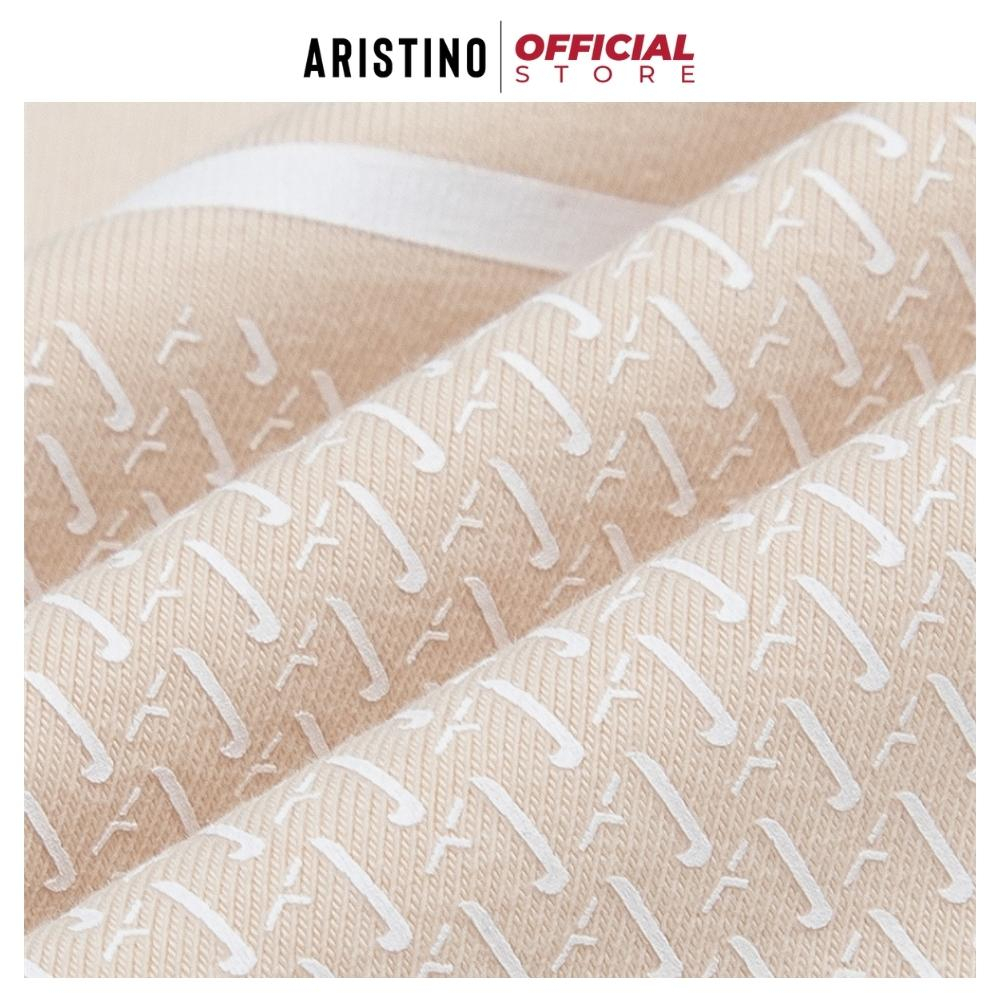 Áo thun nam trơn tay ngắn ARISTINO ATS010S3 T-shirt cotton cổ tròn dệt bo dáng suông in hoạt tiết nổi nam tính mặc hè