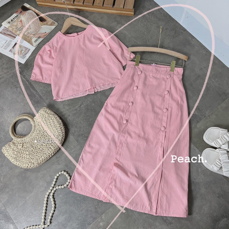 SE449 SÉT ÁO CROP + CHÂN VÁY MIDI