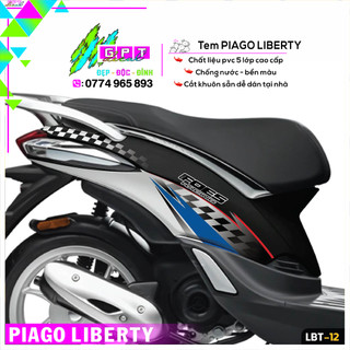Tem dán xe liberty mẫu tem race i12i tem xe liberty chất liệu pvc ép màng bảo vệ chống nước bền màu