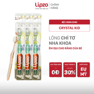 Combo 03 Bàn Chải Đánh Răng Lipzo Crystal Kids Lông Chỉ Tơ Nha Khoa Kháng