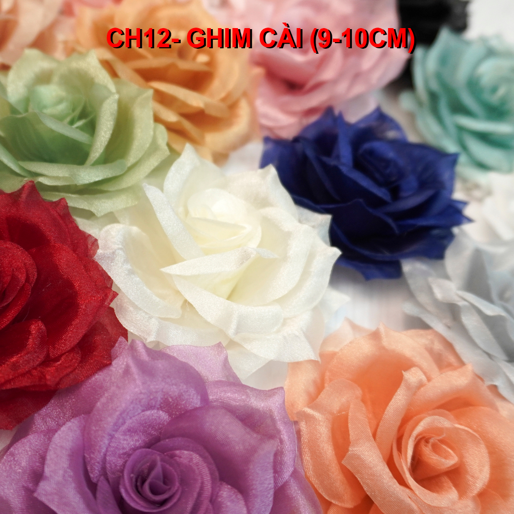 GOTI - Tag Hoa Voan Cài Áo, Kiểu Cài Áo Hoa Có Ghim, Trâm Cài, Hoa Cài Áo Váy Handmade, Cài Áo Hoa Voan Màu Pastel CH12