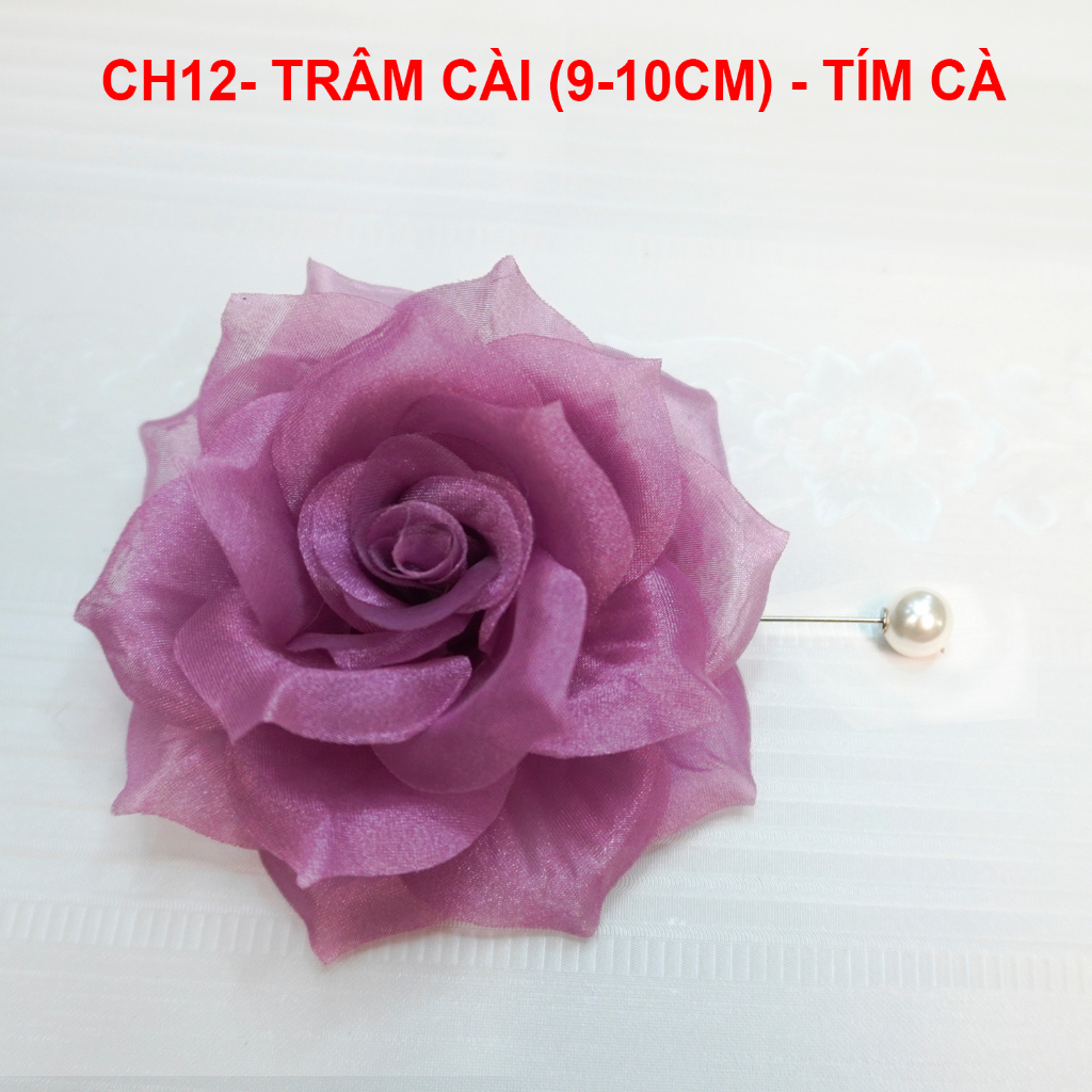 GOTI - Tag Hoa Voan Cài Áo, Kiểu Cài Áo Hoa Có Ghim, Trâm Cài, Hoa Cài Áo Váy Handmade, Cài Áo Hoa Voan Màu Pastel CH12