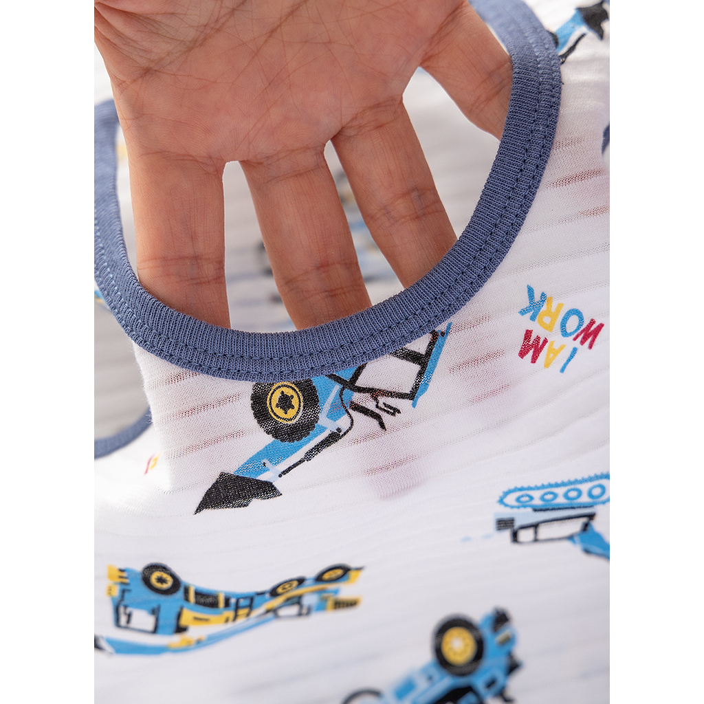 Sét 3 áo ba lỗ, áo sát nách chất cotton giấy Cực Mát mùa hè cho bé TRai hãng MAM DAD KIDS