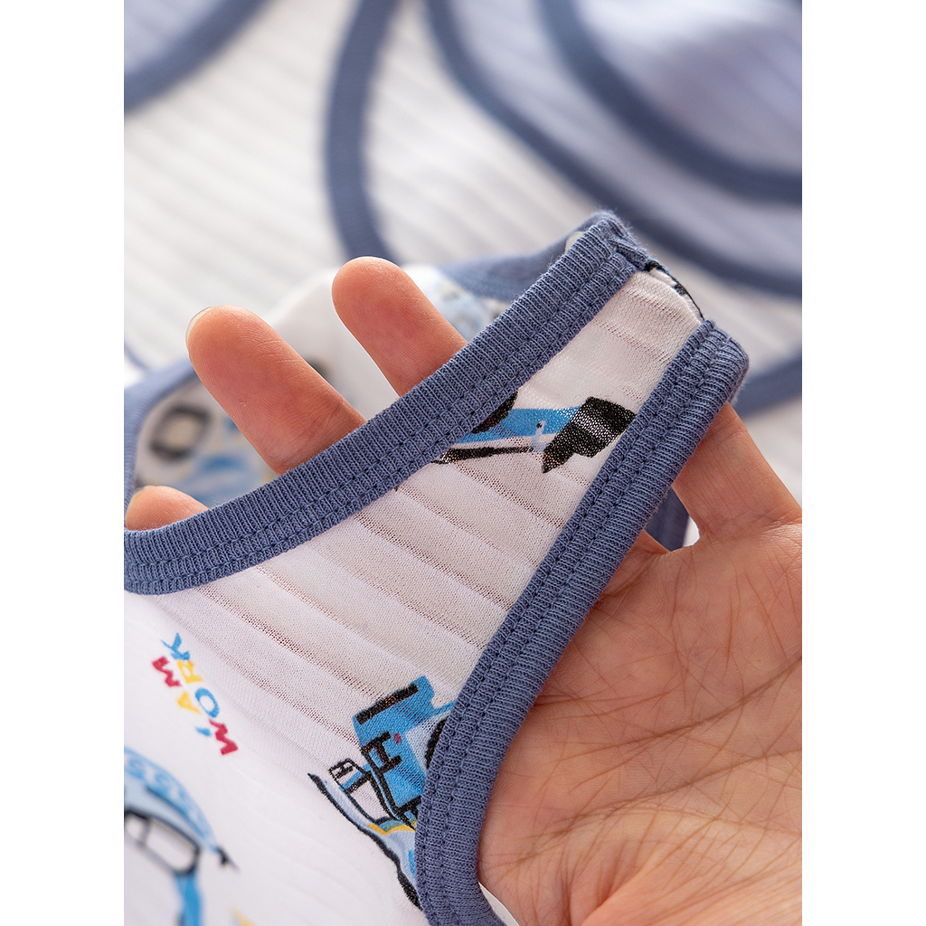 Sét 3 áo ba lỗ, áo sát nách chất cotton giấy Cực Mát mùa hè cho bé TRai hãng MAM DAD KIDS