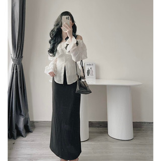 Áo sơ mi trễ vai bèo tay bo by Samhyewear