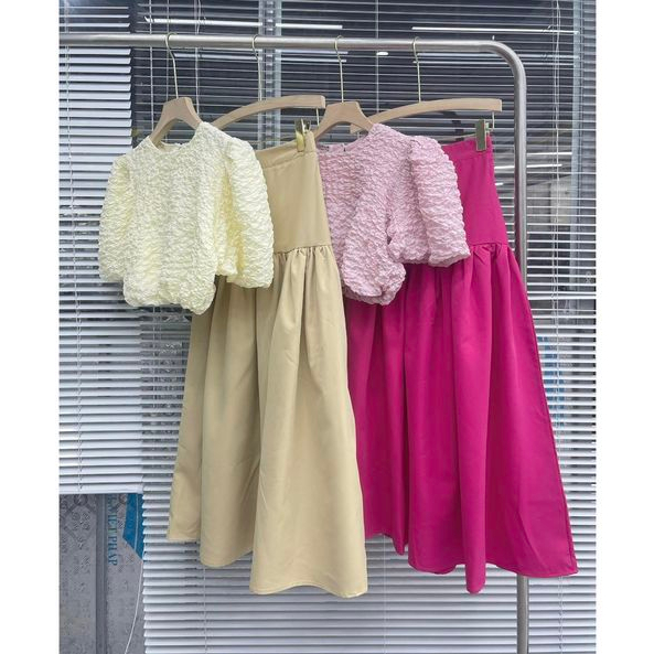 Set áo hoa nổi + cv xoè theo tone by Samhyewear