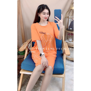 Bộ thun lửng phom to cho nữ mặc nhà chất thun mềm mịn mát in hoạt hình dễ thương TP88