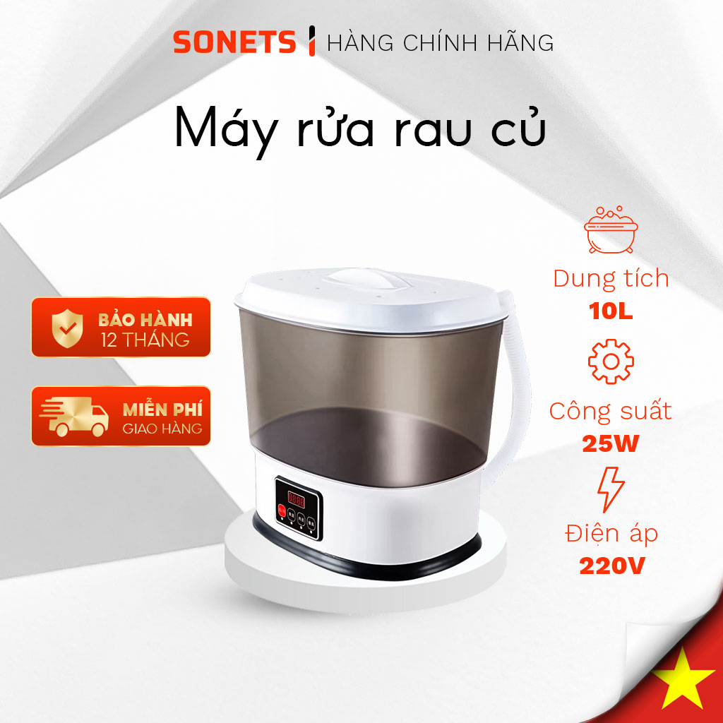 Máy Rửa Rau Củ Quả, Máy Khử Khuẩn Thực Phẩm Tiệt Trùng Bằng Công Nghệ Ozone Hóa Loại Sạch Vi Khuẩn, Gia dụng SONETS