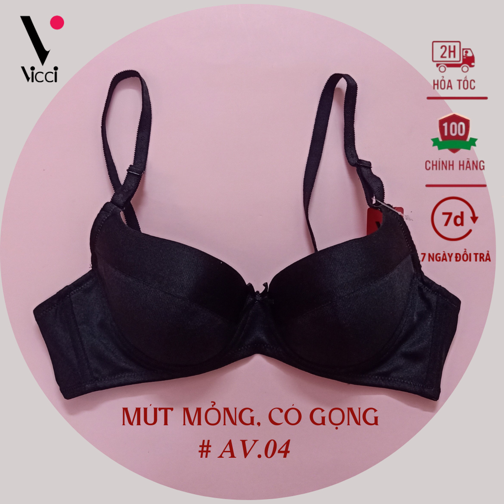 Áo ngực nữ Vicci AV.04 mỏng, có gọng ôm ngực màu đen