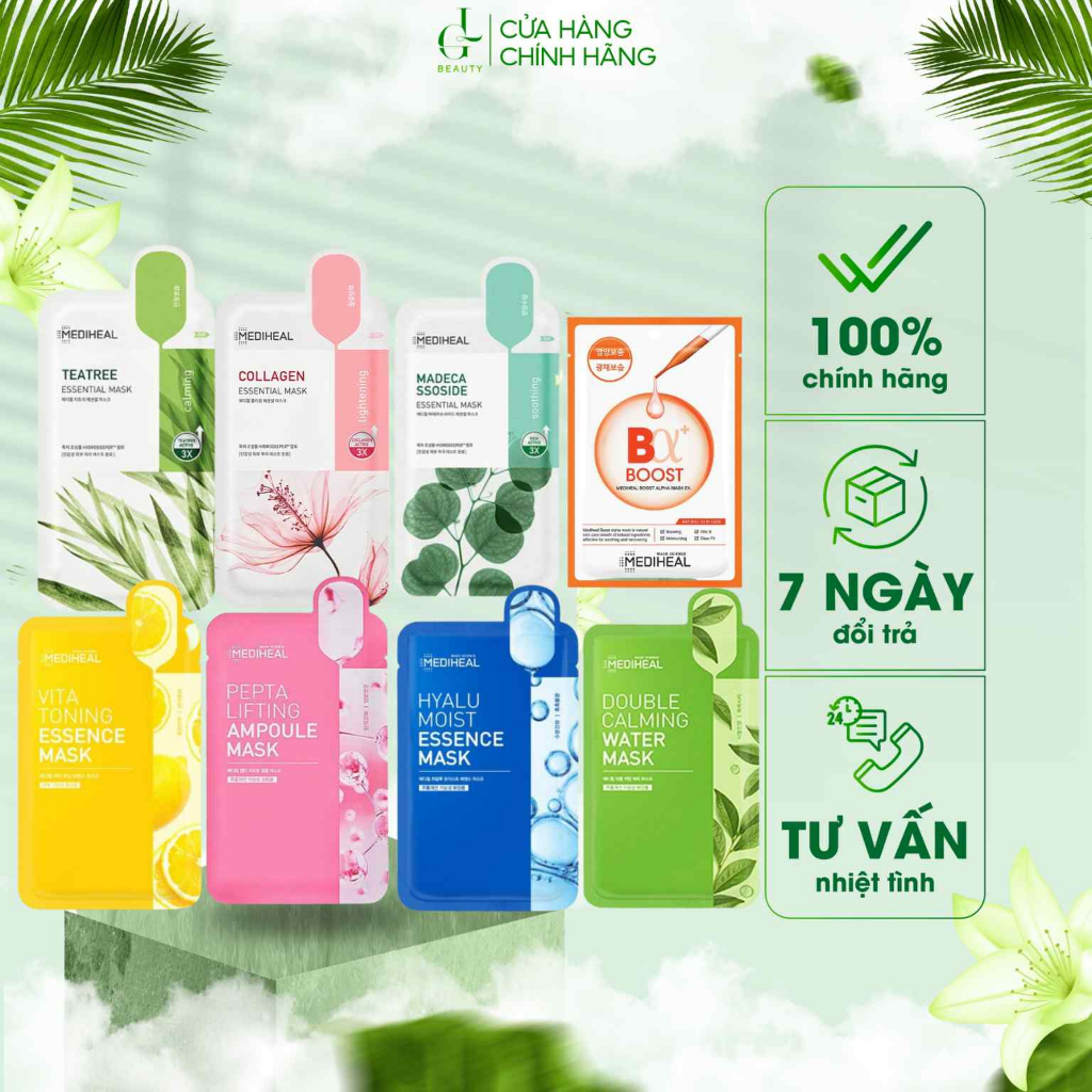 Mặt nạ giấy MEDIHEAL Mask cấp ẩm, dưỡng trắng, làm dịu da, loại bỏ bã nhờn và cung cấp dưỡng chất cho da 25ml