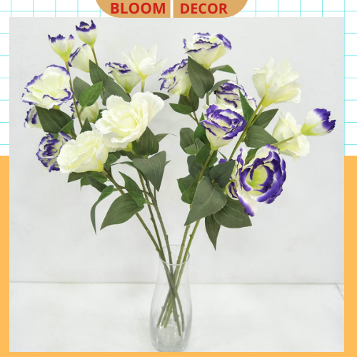 Hoa CÁT Tường - Hoa giả BLOOMDECOR 80cm Cành 3 Bông Lụa Cao Cấp P0223