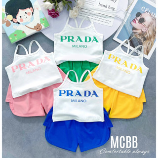 Mcbb 24-49kg 100% vải cotton bộ đồ cho bé gái áo 2 dây quần đùi short bộ dây cho bé gái mặc nhà quần áo bé gái trẻ em nữ