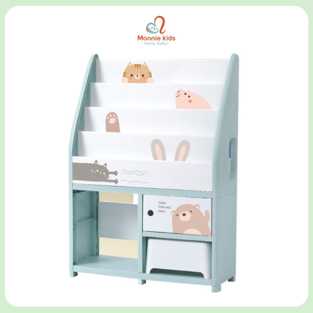 Kệ sách đứng bằng nhựa YeYa cho bé, giá sách đa năng kèm ngăn kéo cho mẹ - Monnie kids