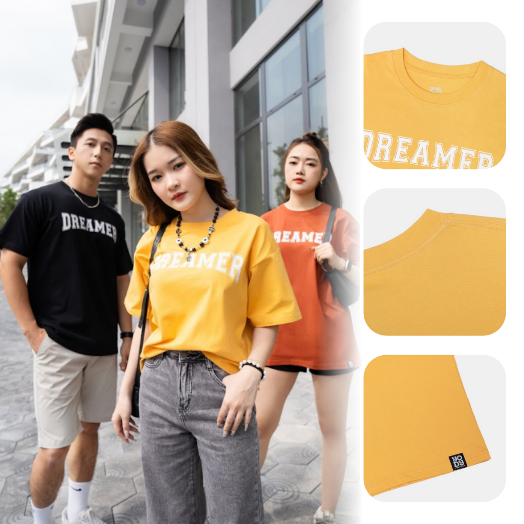 Áo thun unisex nam nữ YODY in chữ Dreamer vải cotton cao cấp - TSU6002