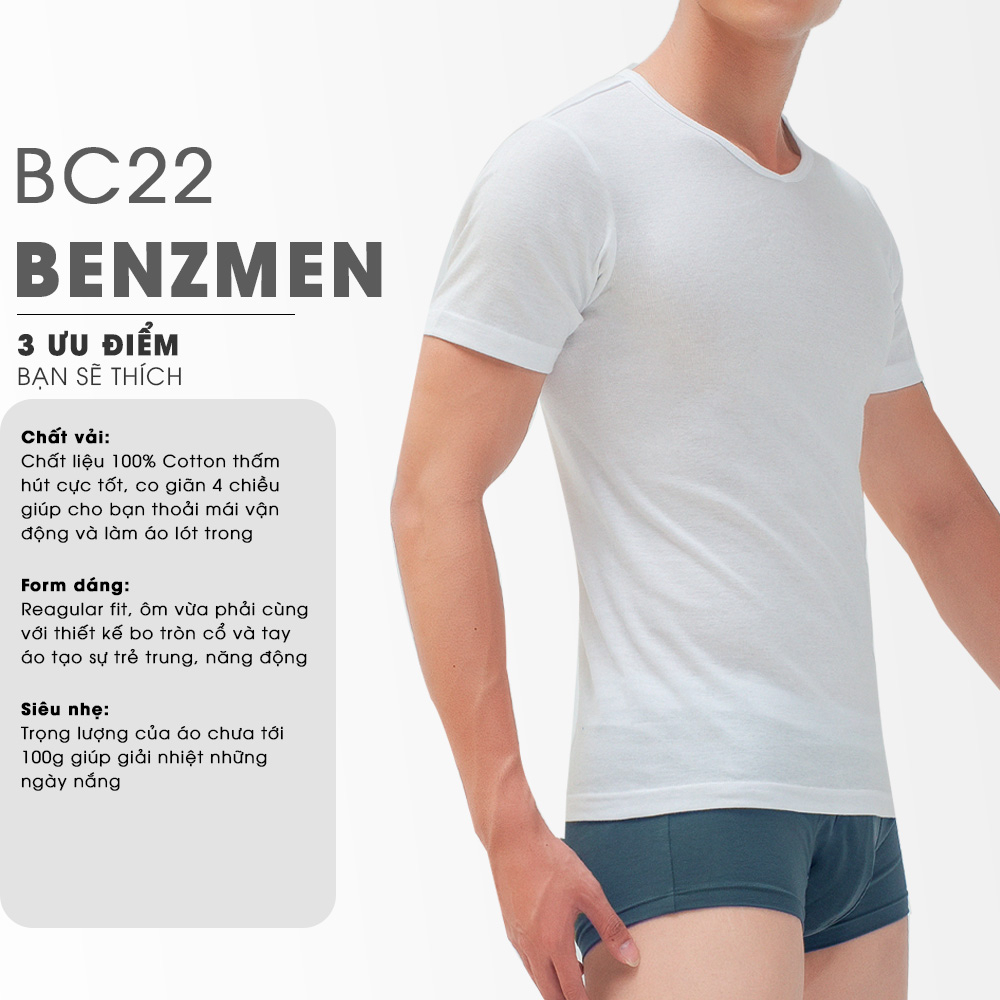 Áo lót nam Benzmen chất liệu cotton 100% thông thoáng, thấm hút mồ hôi cao - Bc22
