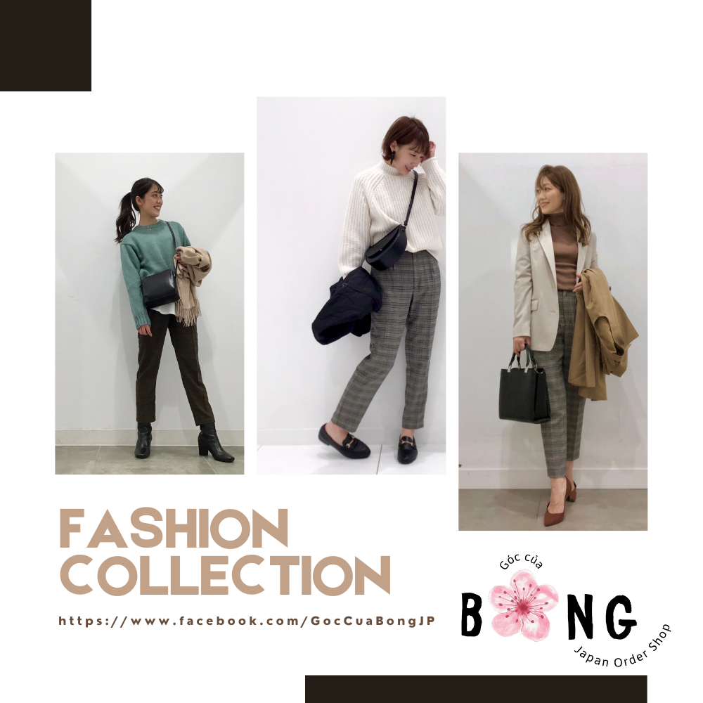 Quần dài ống côn, sọc caro GU Nhật - Mã 337935