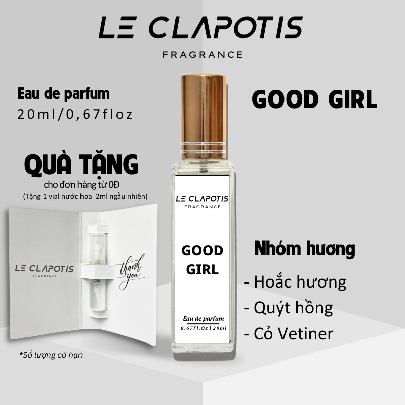 Nước Hoa Nữ Good Girl chính hãng Le Clapotis 20ml thơm lâu hương hoa cỏ ngọt ngào