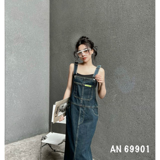Yếm váy jean dáng dài đầm yếm bò nữ phong cách Hàn Quốc_J9862