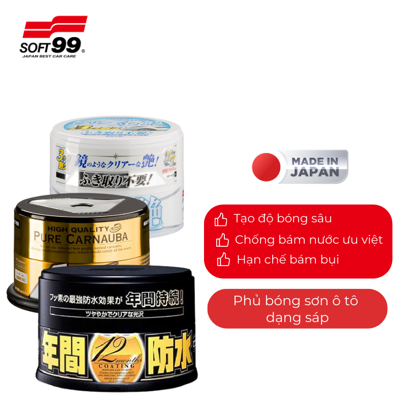 Sáp Phủ Bóng Sơn Xe Ôtô Siêu Bóng, Chống Bám Nước, Độ Bền Cao Soft99