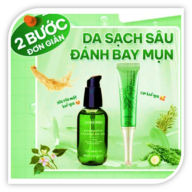 Combo hết mụn sữa rửa mặt khổ qua & cao mụn khổ qua soHERBs