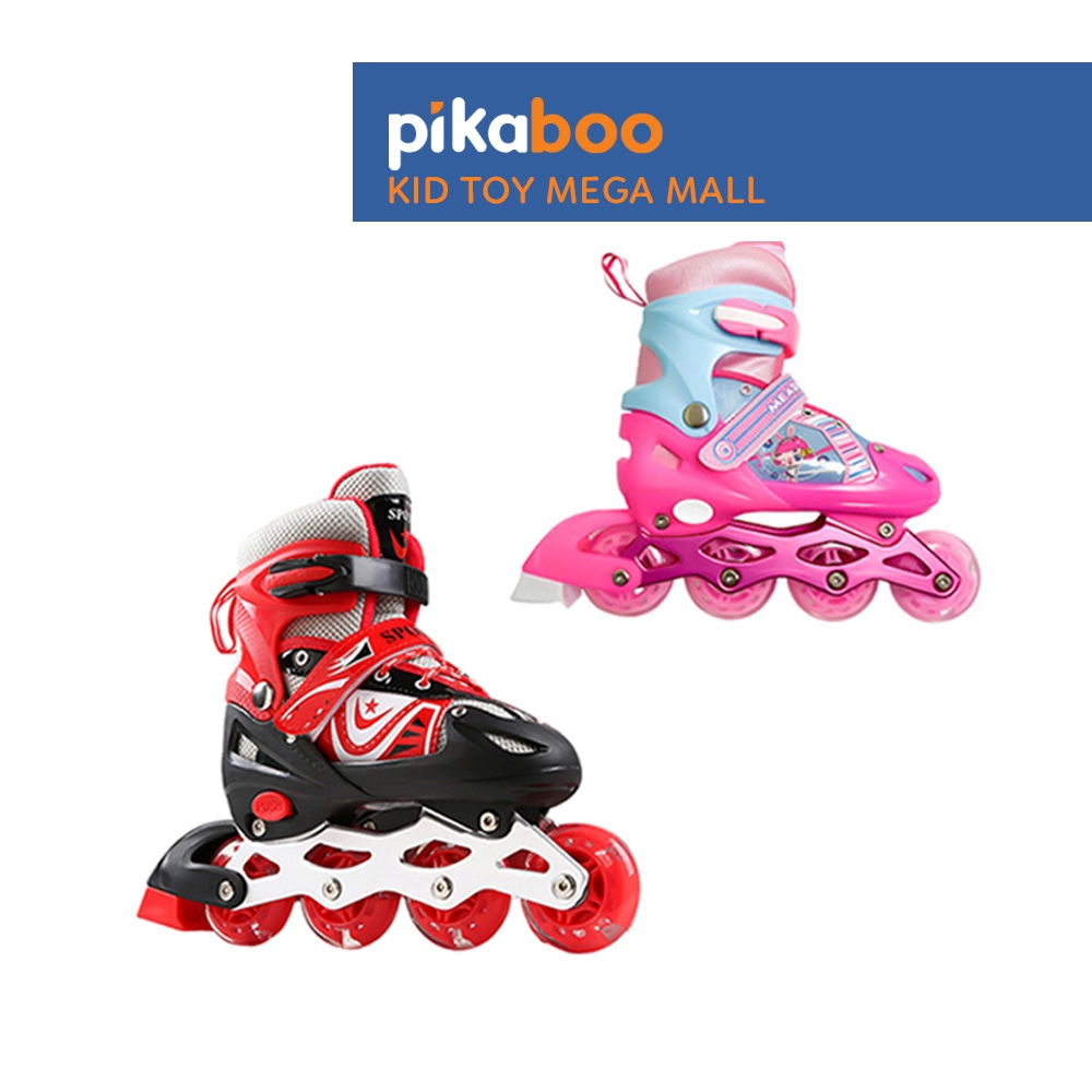 Giày Trượt Patin trẻ em cao cấp Pikaboo bánh trượt có đèn phát sáng bọc nhựa PU có thể chỉnh size