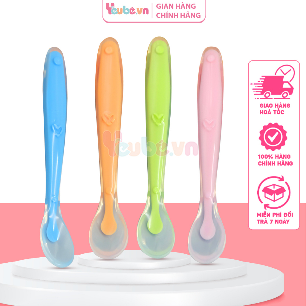 Thìa ăn dặm silicon YEUBEVN trong suốt sâu lòng, mềm dẻo an toàn cho bé