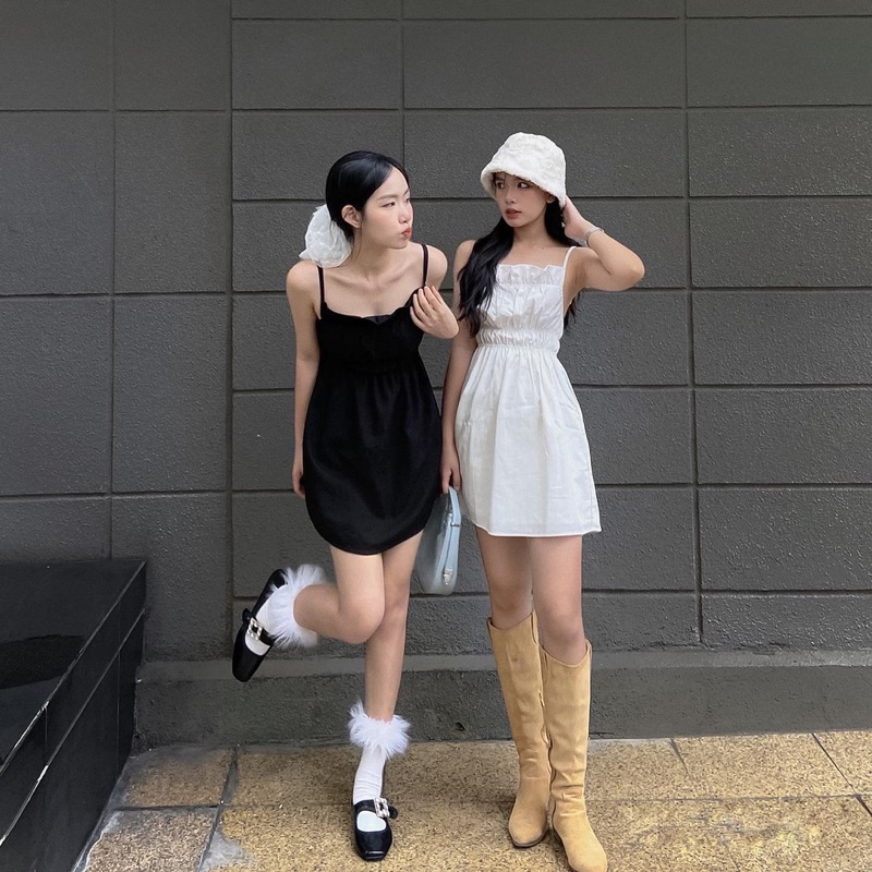 Đầm xoè hở lưng bo thun OHOH