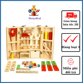 Đồ chơi bộ dụng cụ kỹ sư hộp tủ ốc vít bằng gỗ cho bé phát triển tư duy HOTACO