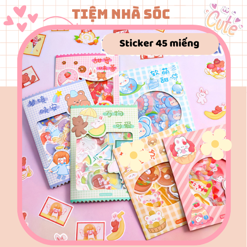 Túi 45 miếng sticker cắt sẵn