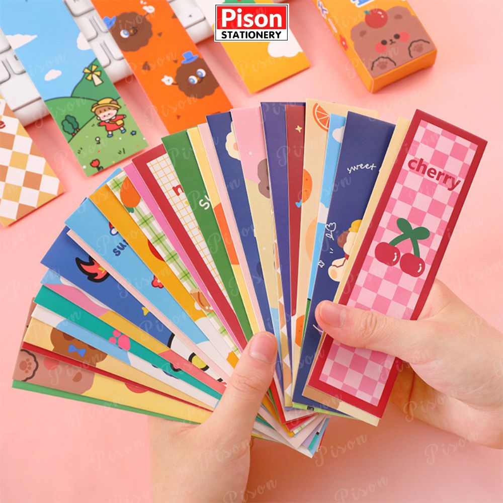 Hộp 30 bookmark Pison, kẹp đánh dấu trang sách xinh xắn - 01 bộ