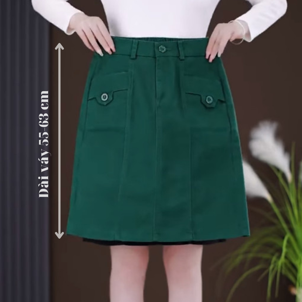 Chân Váy Nữ Kaki Ngắn Xanh Đen Dáng Chữ A Big Size Từ S->3XL - PT003